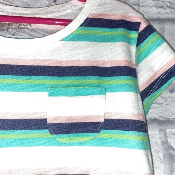 Arizona jeans short sleeve Crewneck striped top w/mini pocket girls sz 10-12 - Picture 2 of 4